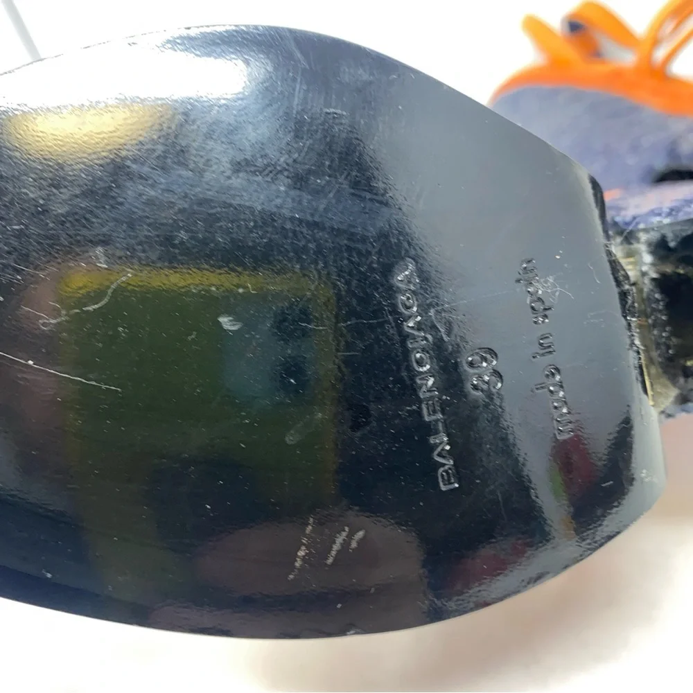 ❤️Balenciaga Paris  Orange Espadrille Wedge Strappy Sandals.  EUC.  Studded - Picture 11 of 11